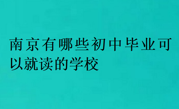 南京有哪些初中毕业可以就读的学校