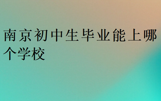 南京初中生毕业能上哪个学校